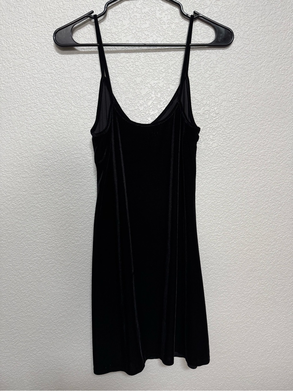 Vintage Y2K Brandy Melville Black Crushed Velvet Mini Slip Dress Women’s S/M - Picture 5 of 6
